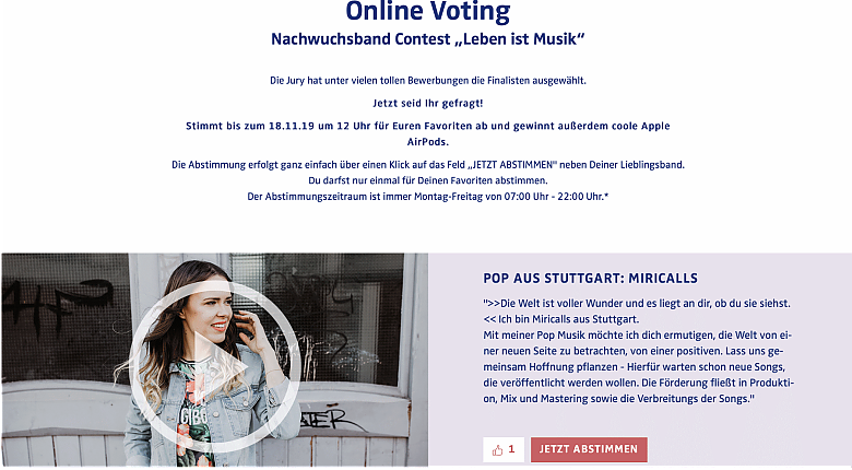 Screenshot alwa Webseite Bandcontest